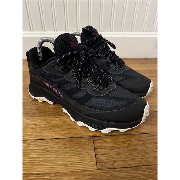 Merrell Women’s Moab Speed Black Athletic Hiking Shoes J135404 Size 10 - Picture 1 of 7